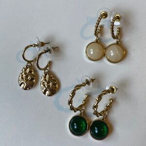 H&M Earrings Gold-Tone Costume Jewelry Bundle (3)